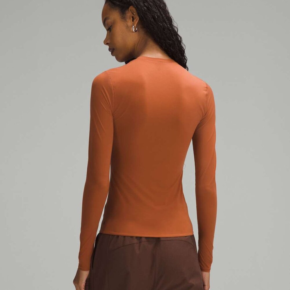 Lululemon Wundermost Ultra-Soft Nulu Crewneck Long-Sleeve Shirt Sable - Picture 2 of 3